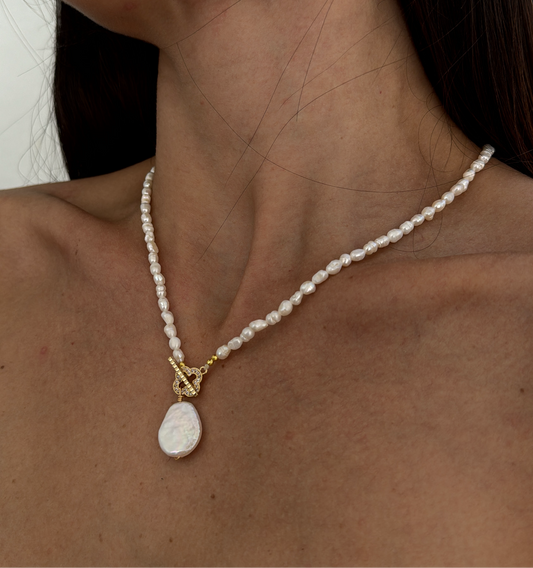 Chunk of Pearl Clover Necklace